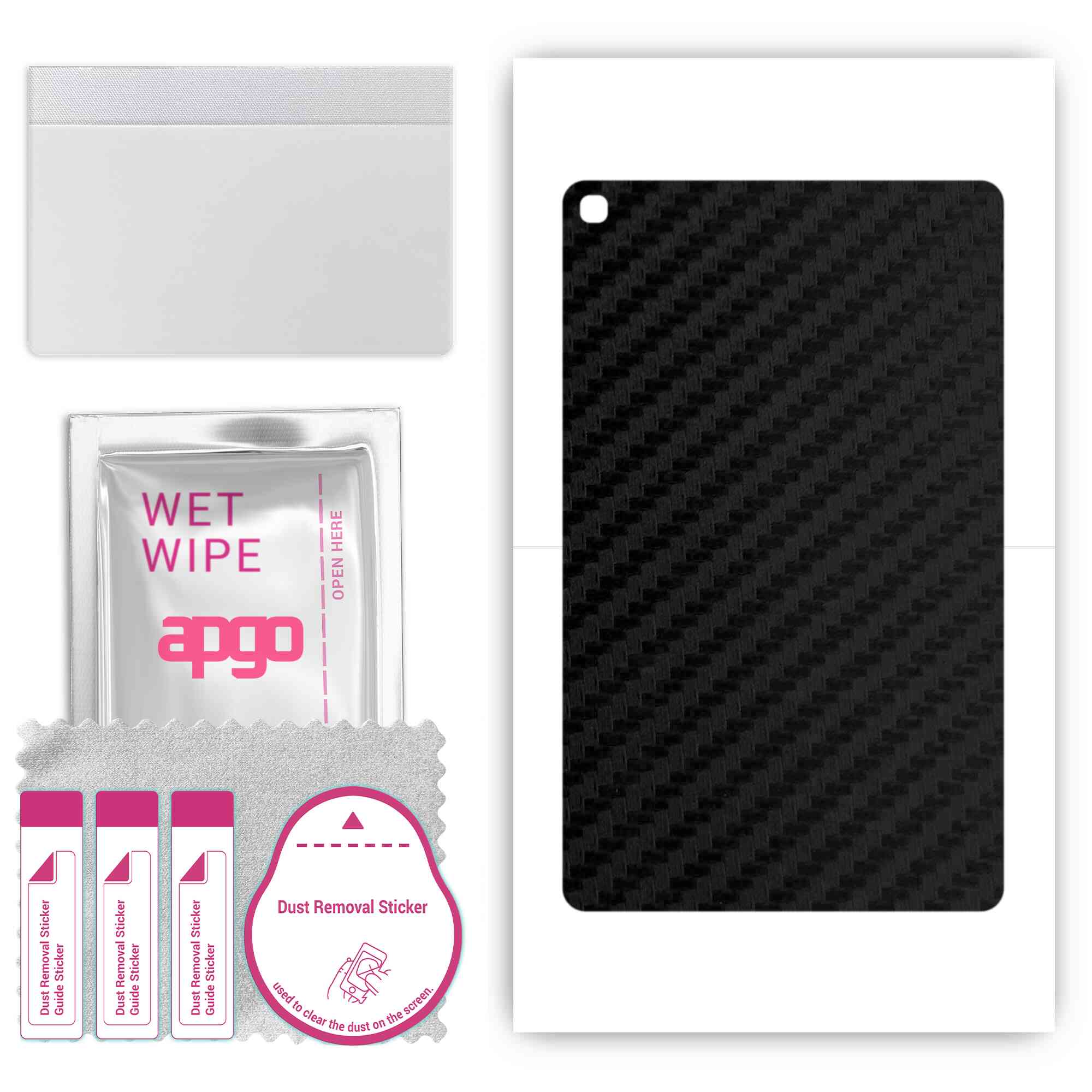 

apgo Protective Skin Sticker for the back compatible with Samsung Galaxy Tab S5e, Wrap Film, Foil, Vinyl - Pattern Carbon Black