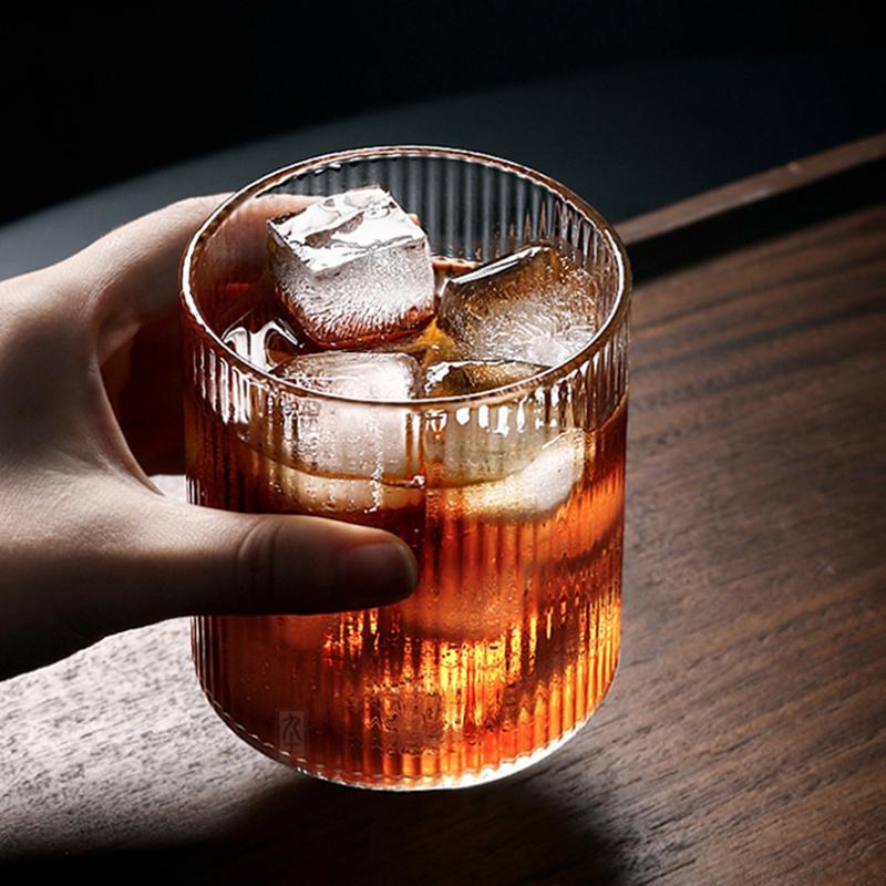 250ml/360ml Glass Vertical Striped Cups Coffee Latte Juice Cup Milk Glasses Beverage Cup Household Water Cups Female Drinkware