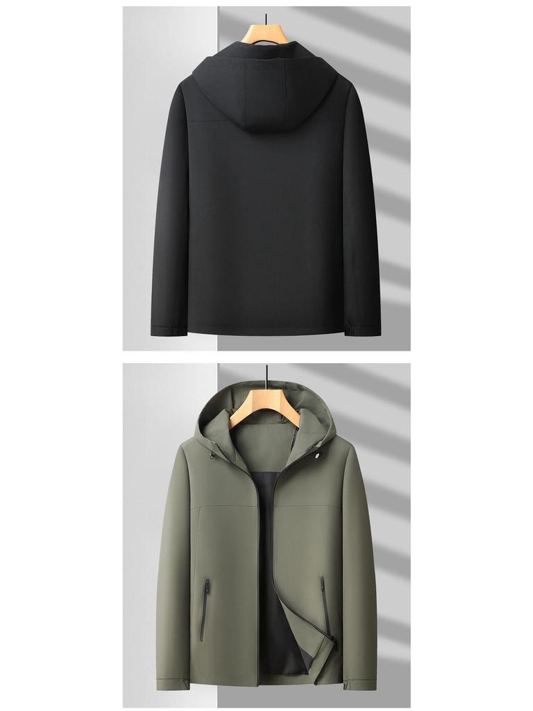 Men's Thin Hooded Cropped Jacket: Spring-Autumn 2026 Business Casual Outerwear