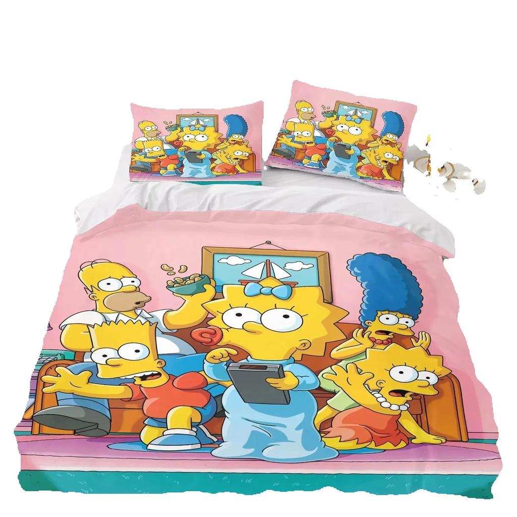 Funny Animation The Simpsons Duvet Cover Microfiber Bedding Set 3D Print Duvet Quilt Cover With Gifts Suitable for Boy and Girls