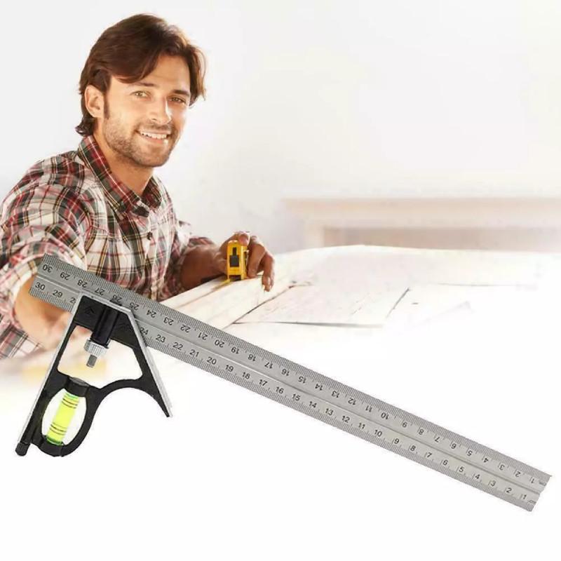 Régua Nível de Ângulo Ajustável de Aço Inoxidável Ferramenta de Medição Para Projetos de Precisão 300mm