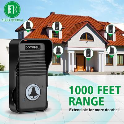 Wireless Voice Duplex Intercom Doorbell 500M Intercom System Doorbell with Rechargeable Battery for House Home Factory Office