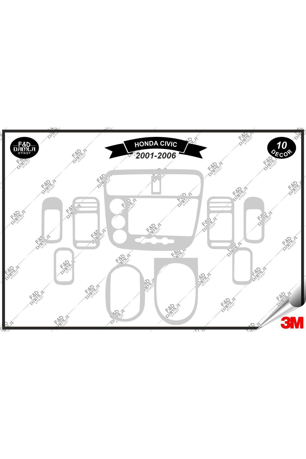 

Honda Civic LS Manuel 2001- 2006 Torpido Konsol Trim Göğüs Maun Kaplama Set 10 Parça Gümüş