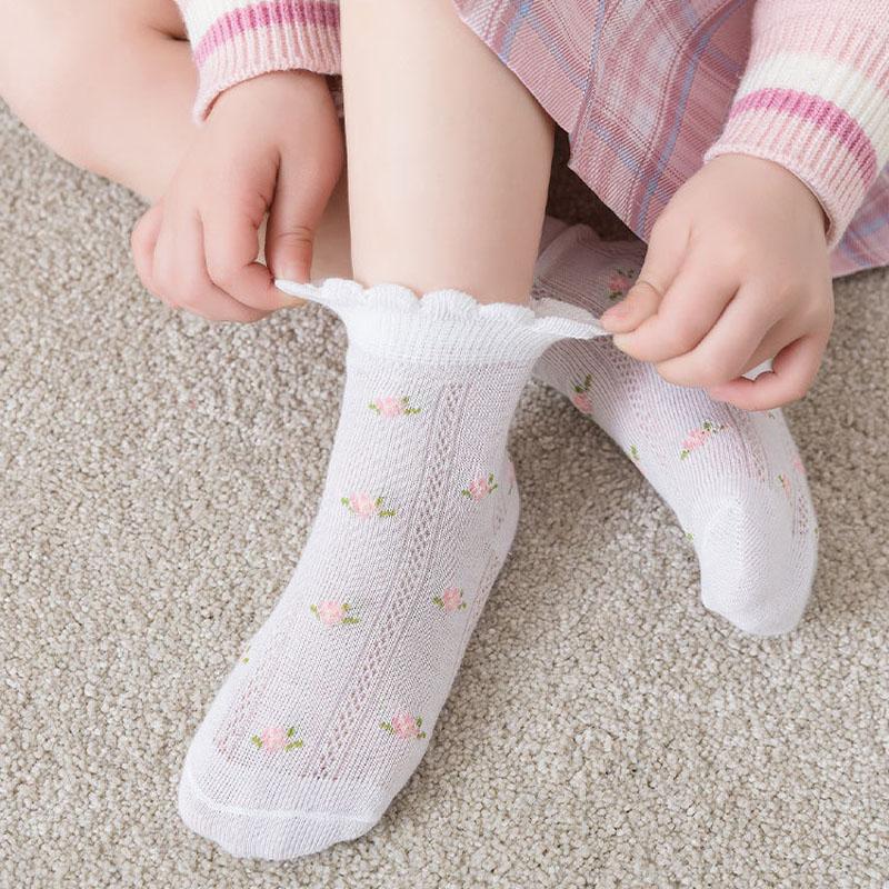 Girls Socks 5 Pairs/Lot Spring Summer Cotton Infant Children Socks Cute Flowers Pattern For Kids Baby