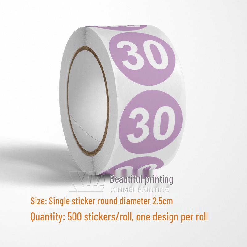 Adesivos Redondos Autoadesivos com Números 1-33 – Rolo de Etiquetas de Identificação Seriada Coloridas