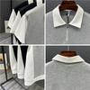Light Mature Style Summer Men's Fashion Half Zipper Polo Shirt Short Sleeved Slightly Wide Casual Color Blocked Half Sleeved T-shirt Trendy