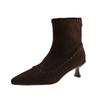 French Stretch Suede Pointed Toe Booties 2026 Fashionable New Thin and Versatile Autumn and Winter Women's Boots