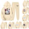 Damski dres sportowy z kapturem unisex dwuczęściowy strój do biegania z długim rękawem pulowerowe bluzy z kapturem bluza + zestaw spodni dresowych