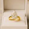 Pear Cut Moissanite Engagement Ring, Prong Set Bridal Jewelry, Solitaire Wedding Ring, Yellow Gold Plated Silver