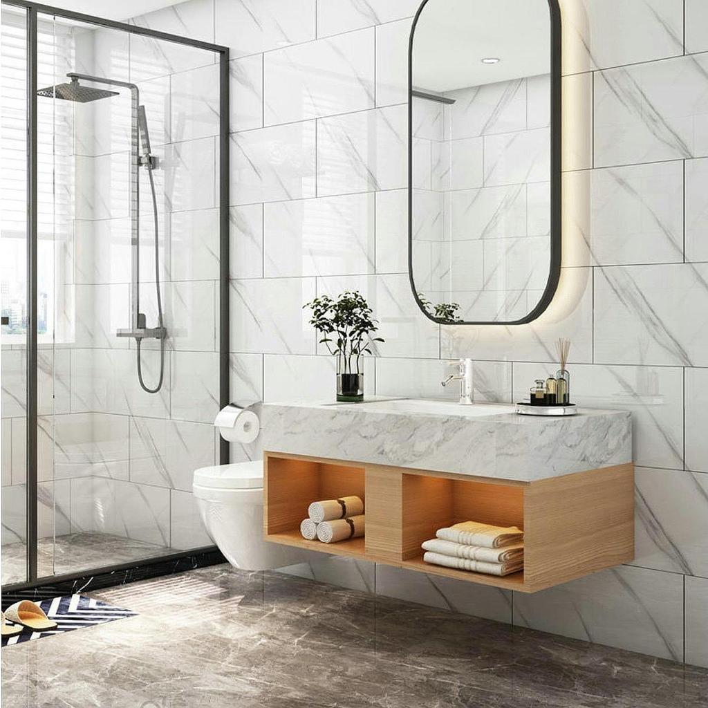 Elegant Marble Effect Tile Sticker for Kitchen And Bathroom Decor