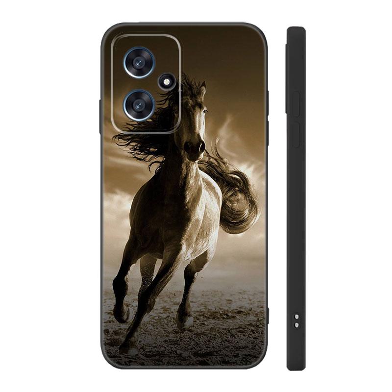 Horse Animal Black Silicone Phone Case For Xiaomi POCO X3 X4 NFC F3 F4 GT F5 M3 M4 M6 X5 X6 Pro 5G C55 C65 M5