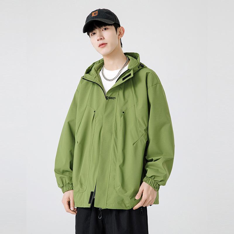 Bunda Pánska Jarná Nový Trend Značková Vyšívaná Vetruvzdorná Bunda s Kapucňou Pár Outdoorová Voľná Ležérna Bunda