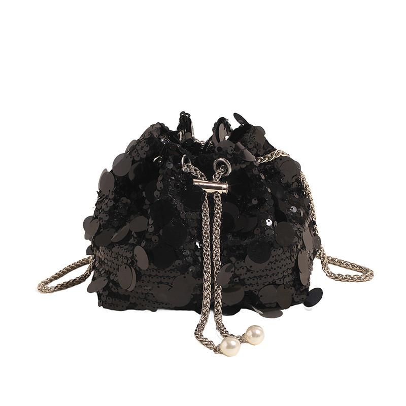Crossbody Chain Sequin Bag Pu Material Bucket Bag For Girl Casual Use Day