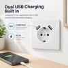 EU Standard Schuko Socket with USB with 2 USB Power Wall Outlet Wall Socket  Hotel Installation