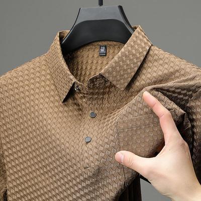 Men's Summer Lapel Polo Shirt - Breathable, Quick-Dry, Ice Silk Short Sleeve for Middle-Aged