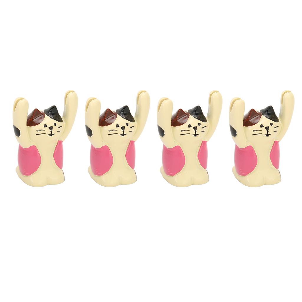 4Pcs Cartoon Photo Clip Cute Cat Style Durable Resin Stable Eye Catching Animal Note Holder for Wedding Party Office