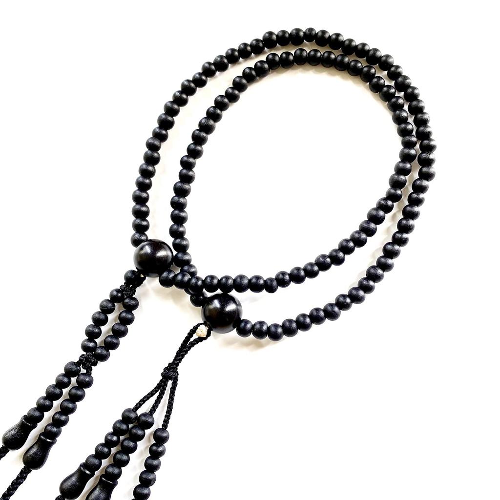 WONDERFUL LOTUS Myorenka Myorenka SGI Prayer Beads for International Soka Gakkai, Men's Wooden Prayer Beads, 2 Shaku (1.2m), Black Grasswood, Black