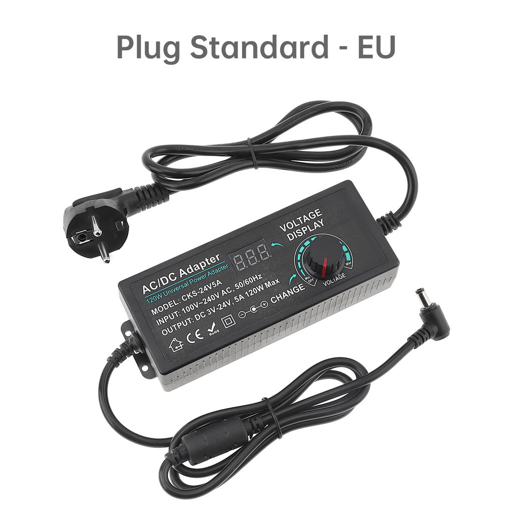 Adjustable Power Supply Adapter 72W 120W 5A Variable Switching Power Adapter 100V-240V AC To DC 3V-24V Converter Transformer