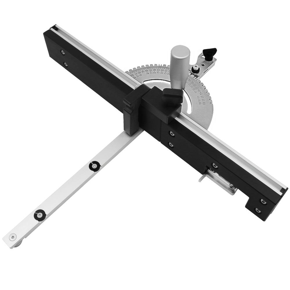 Woodworking Angle Miter Gauge Tenon Fence T Track Push Ruler Guide Router/Saw Table 450mm Mortise Tenon and Chute Stopper