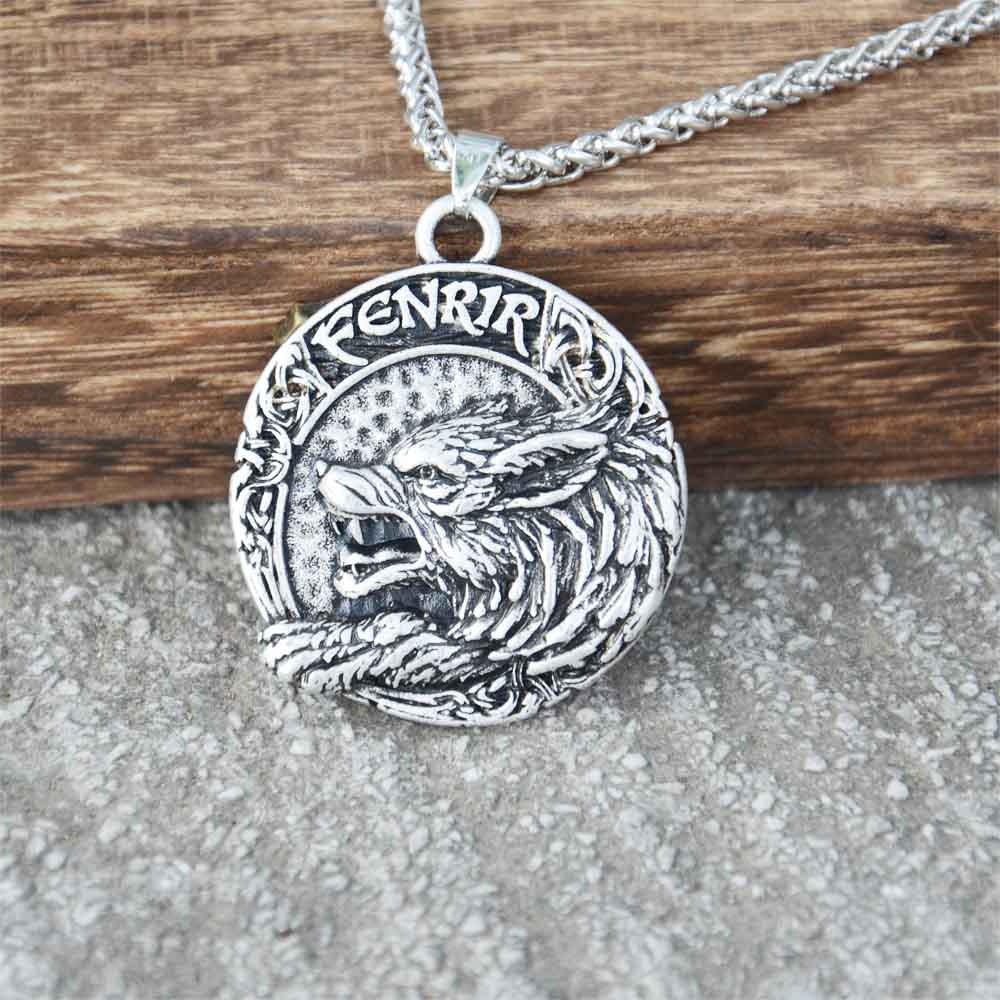 Viking Fenrir Wolf Norse Mythology Vegvisir Runes Protection Amulet Male Pendant Necklace Gothic Accessories