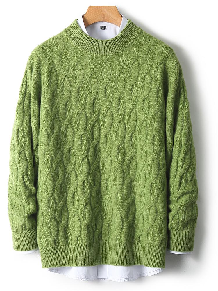 

Men s Plus Size Thick Cable Knit Wool Sweater - Warm, Casual, Fashionable Pullover Double Extra Large