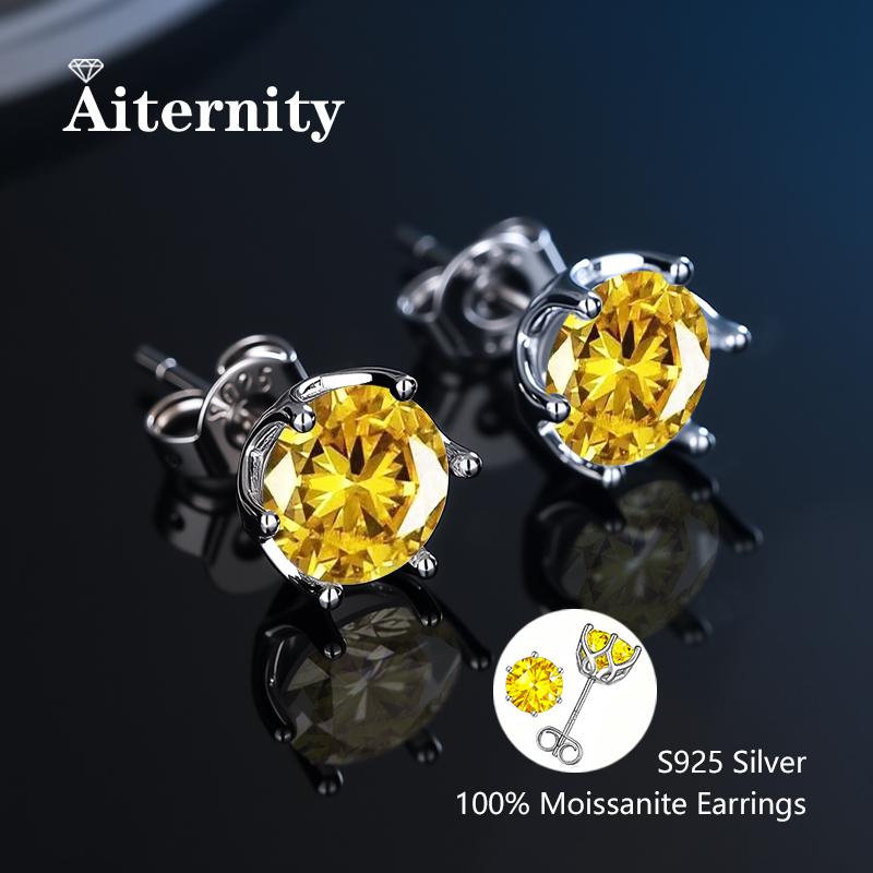 

100% Moissanite Earrings for Women And Men Pass Diamond Tester Ear Studs 925 Silver Fine Jewelry Gift 0.5ct(5mm)x 2pcs-box