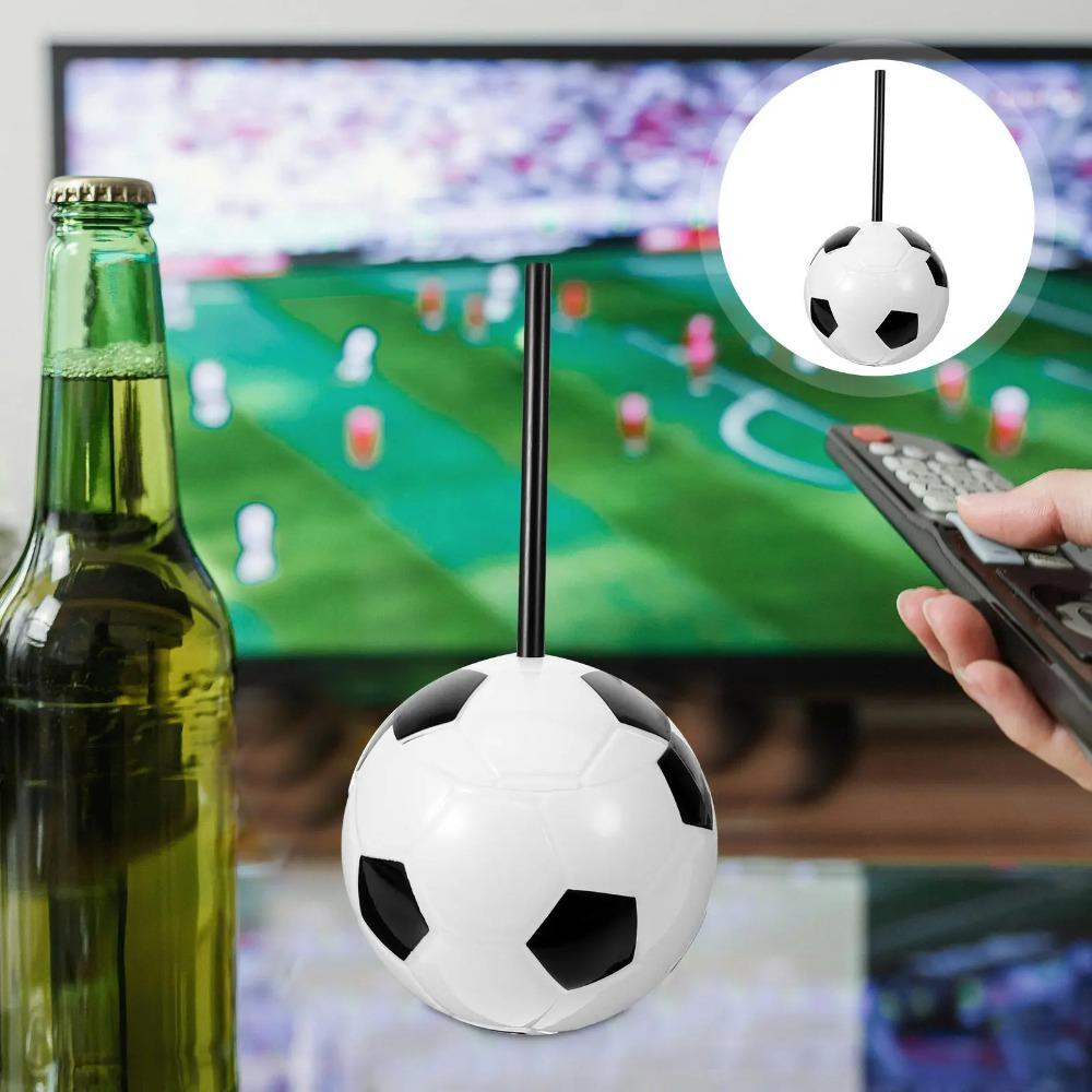450 ML Soccer Shaped Drink Cup with Straw and Lid Ball Shape Straw Cup Bar