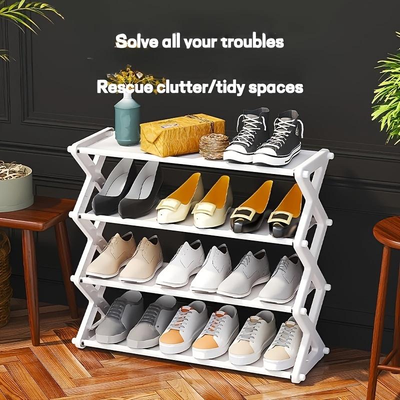 Minimalistisches 4-stöckiges Schuhregal aus Metall | Platzsparende Aufbewahrung für Sportschuhe, Einfache Montage, Langlebiges Design, Geeignet für Eingangsbereich, Schlafzimmer und Wohnheim