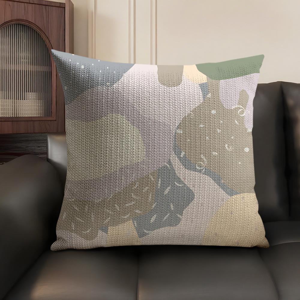 Morandi Color Pattern Ins Cushion Cover Natural Linen Organic Fabric Double-Sided Printing Sofa Home Decor Gift Pillow Case