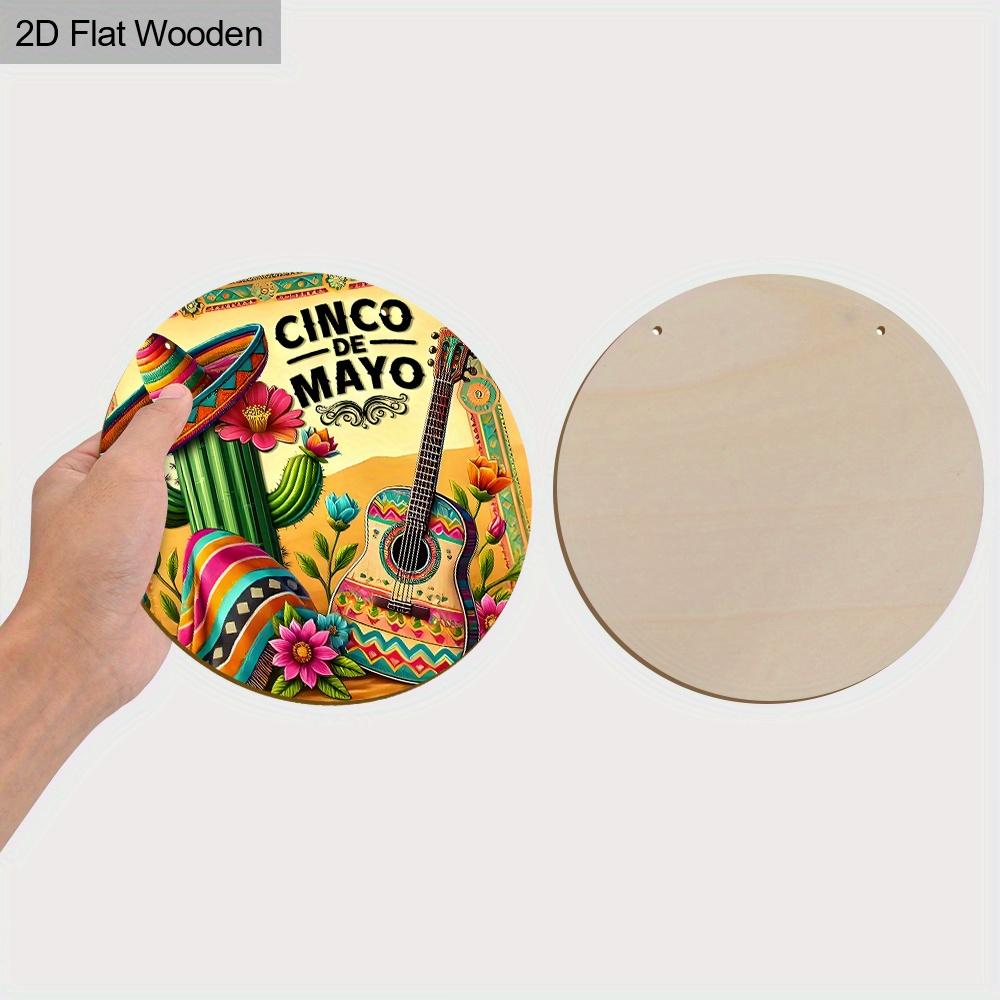 Rustic Cinco De Mayo Wooden Sign, Charming Round Sign for Front Door, Wall Hanging Decor - Ideal Fiesta Celebration Gift for Friends & Family