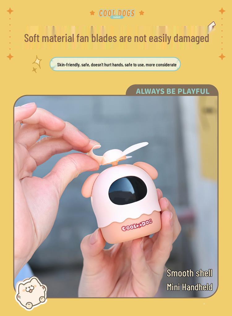 Summer Cartoon USB Rechargeable Mini Handheld Fan with Soft Silicone Blades