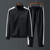 Spring & Autumn Men's Casual Sports Cardigan Jacket & Pants Set - Middle-Aged Workwear or School Uniform