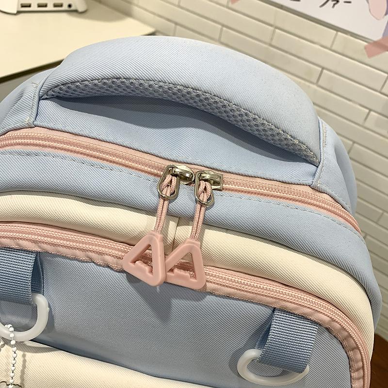 College Style Student Schoolbag Color Block Girl Multi-Pocket Large Capacity Backpack