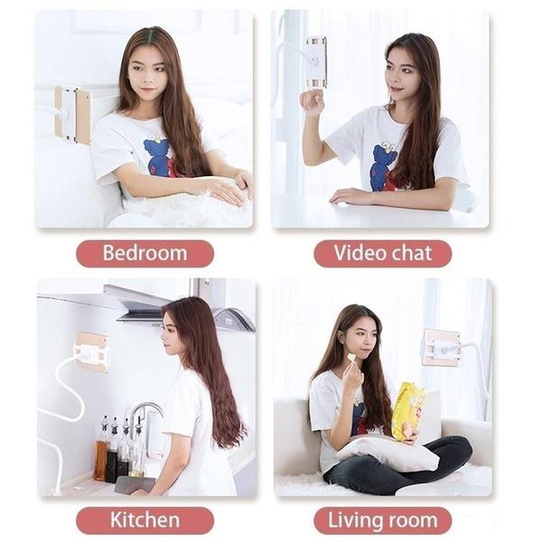 Supporto per telefono cellulare girevole a 360°, flessibile, con braccio lungo, da tavolo e da letto, con staffa girevole per telefono cellulare e tablet.