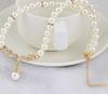 Creatieve Gouden Ketting + 1 Paar Oorbellen Bruiloft Bruids Parel Sieraden Set Voor Vrouwen Dame Vrouwelijk