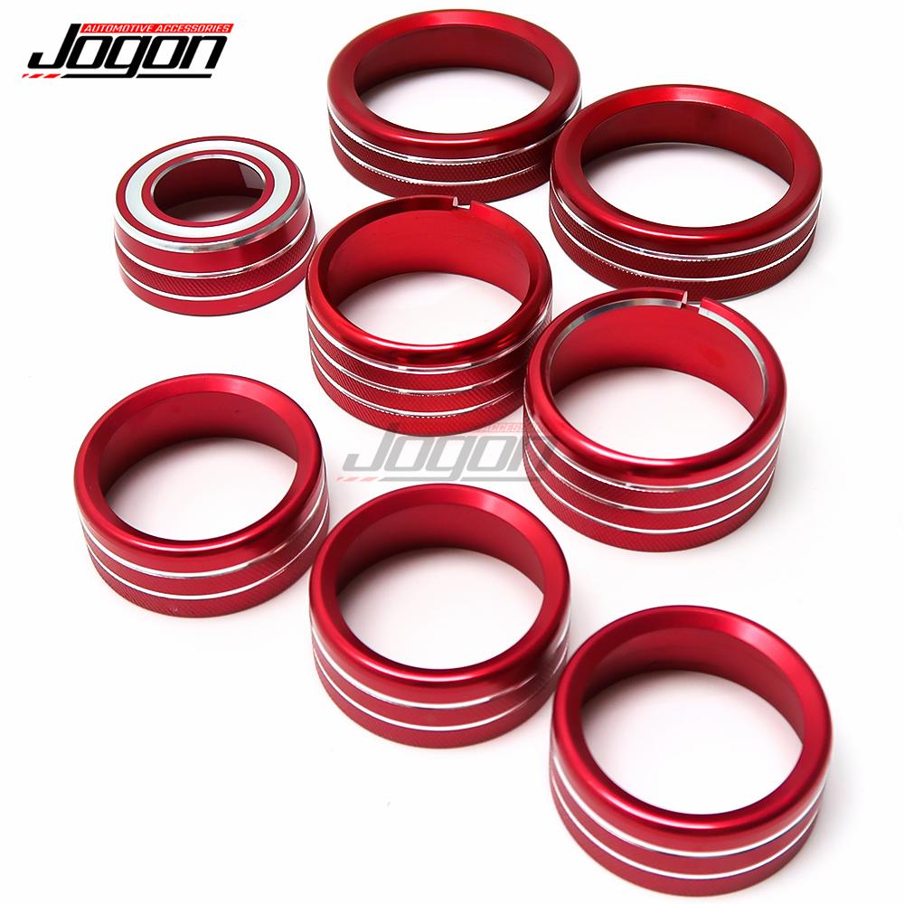 

8PCS Car Interior AC Conditioning Knob Circle Air Outlet Switch Button Ring Button For Chevrolet Silverado 2014-2018 Accessories Red Color