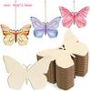 10/24pcs Butterfly Flower Unfinished Crafts Wooden Slices Ornaments For Birthday Wedding Party Table Decor DIY Painting Gifts