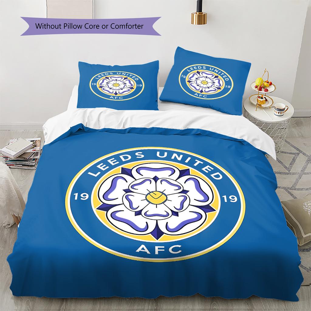 Leeds United Football Club Pattern Bedding,Quilt Set Quilt Cover Pillowcase Home Birthday Gift (1 * duvet cover + 2 * pillowcase, without core)