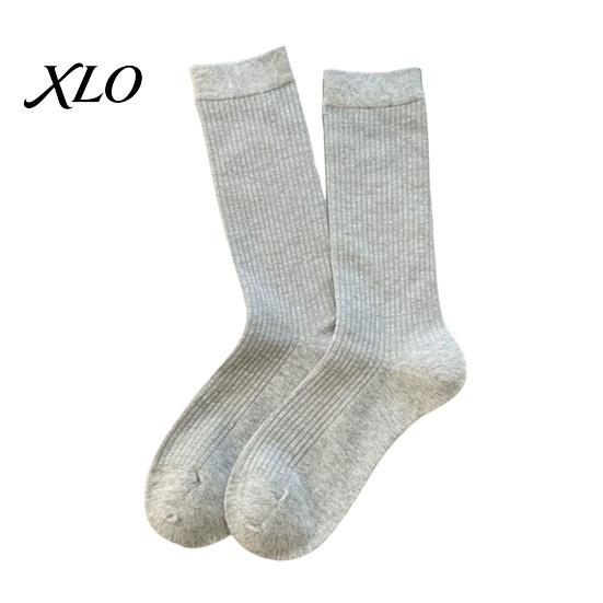 Non Slip Fitness Socks Women Crew Socks, Ribbed Knit for Autumn Winter, Minimalist Solid Color Soft Breathable Stretchy Casual Hosiery Daily