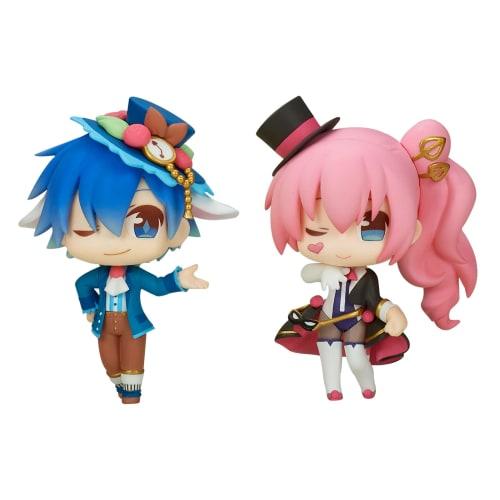 

Emu Toys Hatsune Miku Piapro Characters Trading Mini Figure Series KAITO and Megurine Luka, each approximately 100mm tall, non-scale PVC and ABS paint