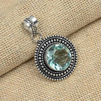Ciondolo fantastico fatto a mano in argento sterling 925 con pietra preziosa ametista verde