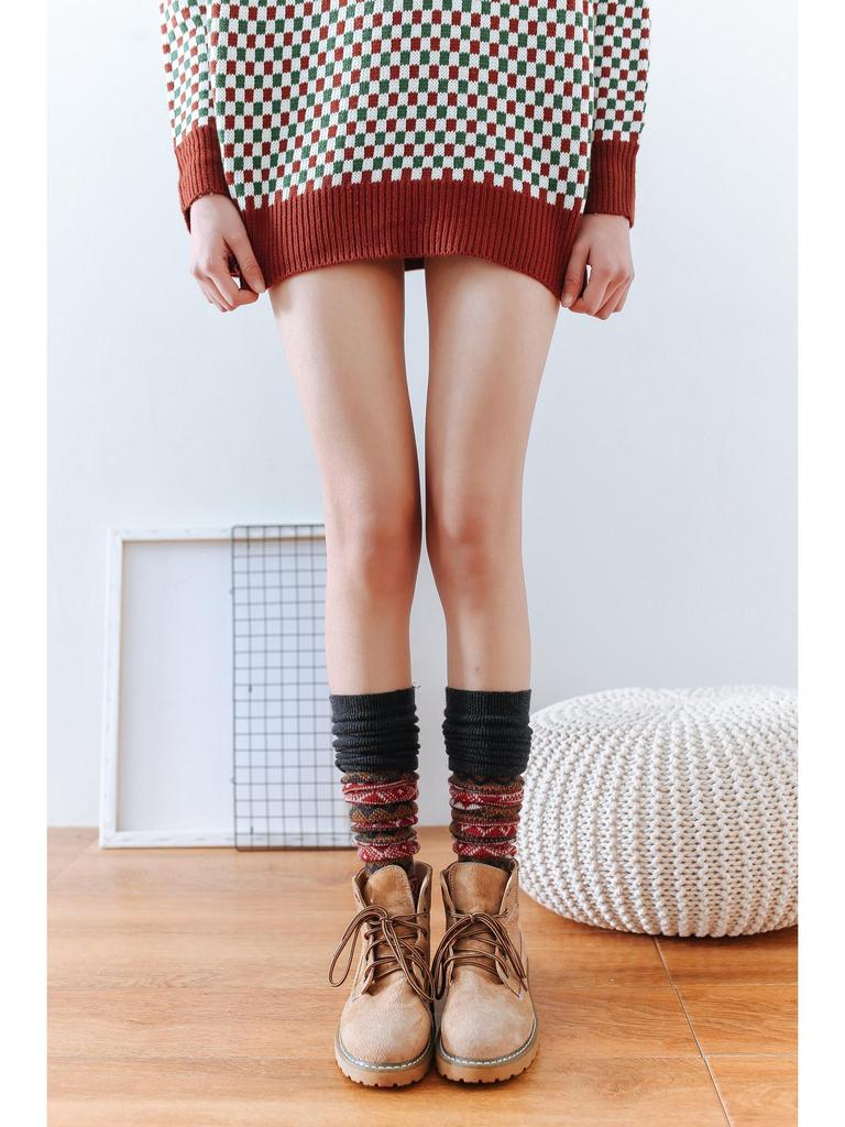 Chaussettes chaudes en laine pour femmes japonaises, longueur genou, pour l'automne et l'hiver