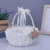 Rose Flower Flower Girls Basket Lace Satin Bow Hanbag Sweet Wedding Flower Basket  Party