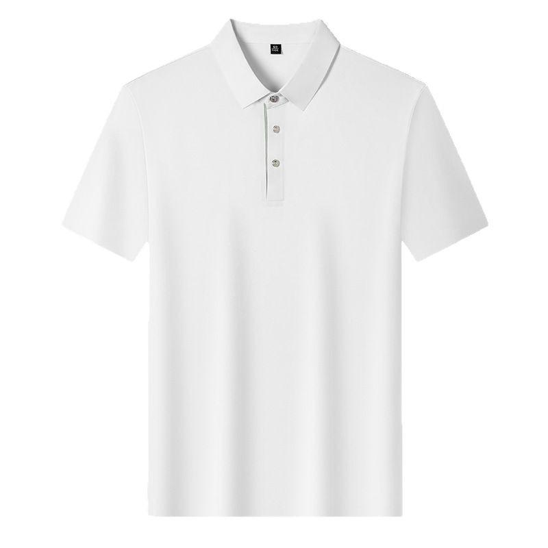 Direct T-Shirt Short-Sleeved Medium Blue Solid Color Casual Ice Silk Men'S Polo Shirt