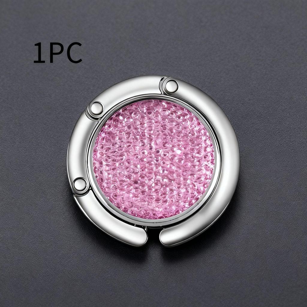 Round Rhinestone Folding Handbag Hook - Elegant Metal Purse Hanger