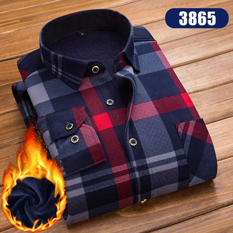 Winter Casual Plaid Hooded Velvet Thickened Warm Men Shirt Men's Cotton Loose Long Sleeve Shirts main image 1