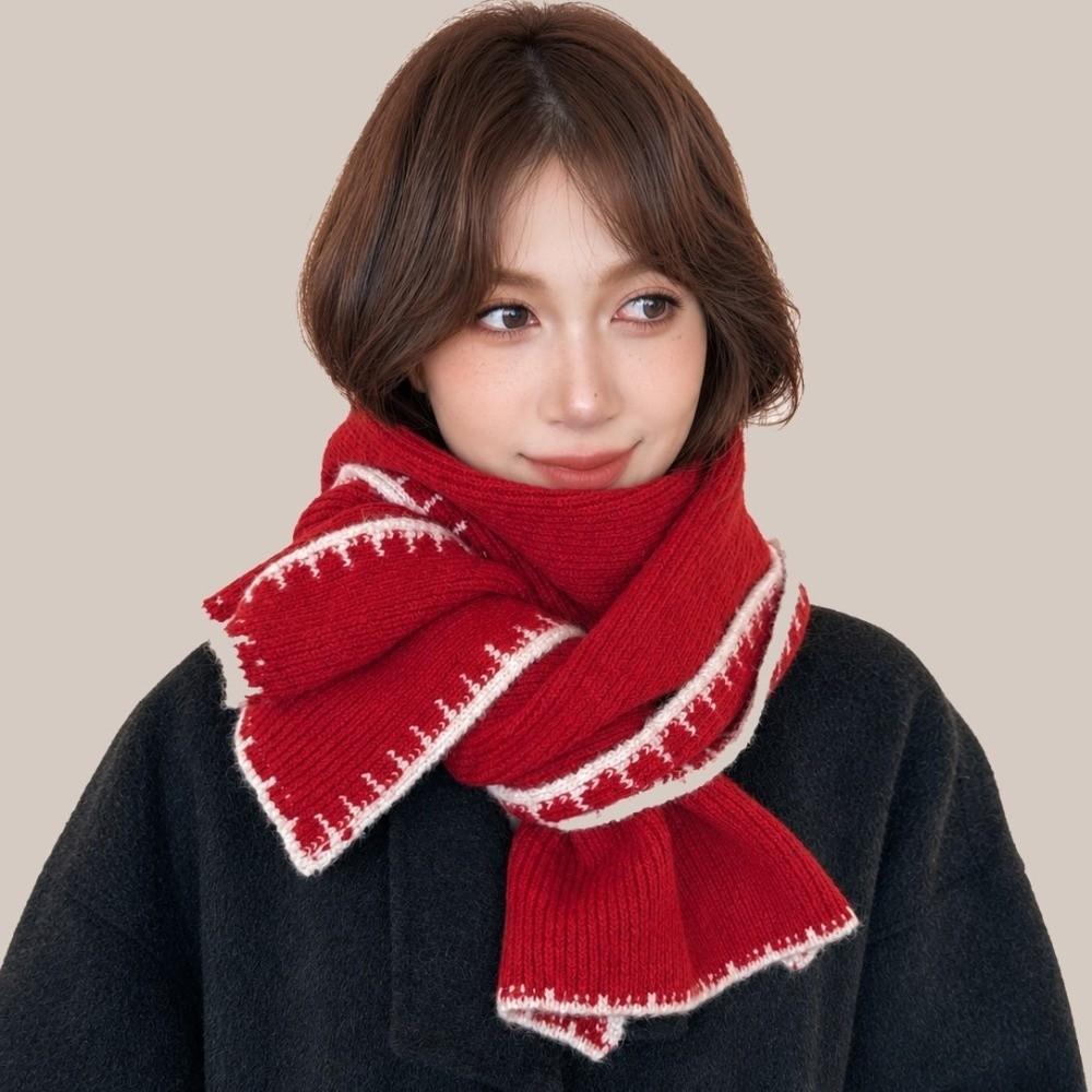 Wool Winter Scarf Thicken Plush Neckerchief Simple Knitted Scarfs Girls