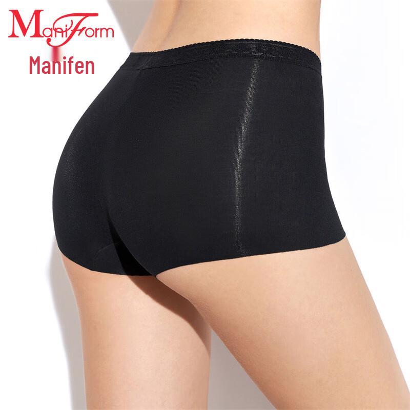Maniform Women's Seamless Mid-Waist Anti-Bacterial Lace Safety Shorts