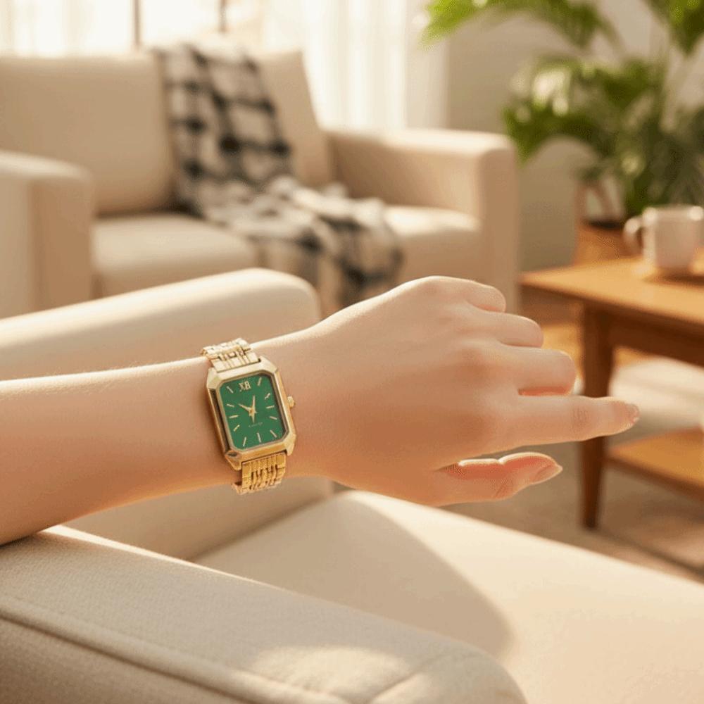 Square Dial Rhinestone Quartz Watch Slim Strap Rhinestone Watch Women Quartz Watch  Casual Wear