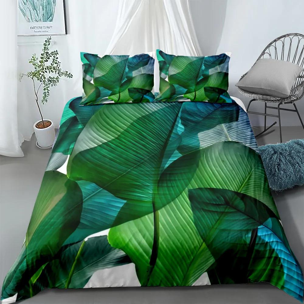 Comforter Tropical Palmtree Leaves Bedding Set King Queen Double Full Twin Single Size Pillow Case Set